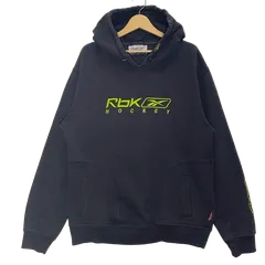 Reebok プルオーバー パーカー フーディー フロント刺繍 オーバーサイズ ビッグシルエット XLサイズ ブラック
