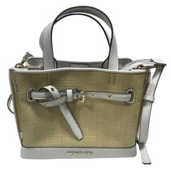 ◆未使用品◆ MICHAEL KORS マイケルコース EMILIA サッチェル スモール ハンドバッグ ショルダーバッグ ベージュ×ホワイト V77319NC