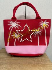 gingam ギンガム スワロフスキー トートバッグ 帆布 赤 レッド - メルカリ