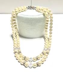 2連パールパーティーネックレス　樹脂パール　結婚式　プレゼント　ハンドメイド　PN-3