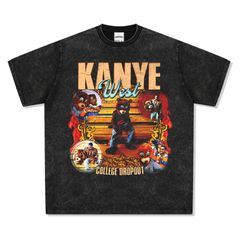 Kanye West カニエ ウェスト ヴィンテージ加工 半袖 ラップT Tシャツ S～3XL