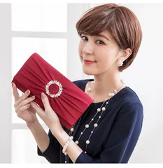 新品 未使用 パーティーバッグ 大きめ クラッチバッグ 結婚式 お呼ばれ バッグ ビジュー ワインレッド