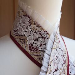 No.198　着物 おしゃれ着こなし　伊達襟　伊達衿　重ね衿　4WAY　成人式　前撮り　振袖　卒業式　袴　ベリーレッド・白ゴールド・白　フリル