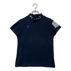 中古 レディース パーリーゲイツ PEARLY GATES 半袖シャツ 0(S) 紺 ネイビー モックネック ロゴプリント