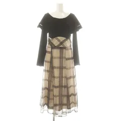 トッコ TOCCO ビックカラーバックレースアップドッキングワンピース 長袖 ロング M 黒 ベージュ /NR ■OS 