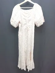 ◇ NICE CLAUP ウエストゴム メッシュ素材 フェミニン 長袖 ロング丈 ワンピース 表記なし ピンク レディース E  【1309250034308】