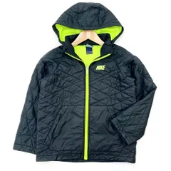 ■ナイキ NIKE ブラック 黒 キルティング ジャケット パーカー フーディ 140cm キッズ 子供用 【お子様の防寒着に♪】■BF86