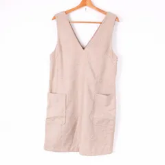 ロペピクニック ワンピース ジャンパースカート 膝丈 Vネック ヘリンボーン 無地 レディース 38サイズ ベージュ ROPE PICNIC 【中古】