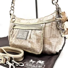 良品✨ COACH poppy Sequin Y2K design beige leather shoulder bag コーチ ショルダーバッグ ハンドバッグ