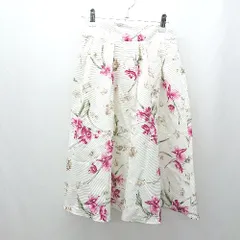 ◇ ⊂ tocco closet トッコ クローゼット 花柄 膝丈 フレア スカート サイズM ホワイト系 レディース E  【1504240024776】