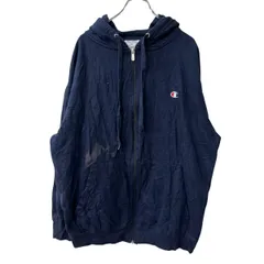 Champion ロゴスウェット パーカー 2XL ネイビー チャンピオン ビッグサイズ フーディー ジップアップ 古着卸 アメリカ仕入 a709-6407