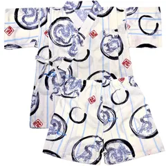 数量限定　パジャマ 綿100％ 120 麻 子供服 上下セット 浴衣 着物 女の子 和服 柔らかい 男の子 お祭り 七五三 キッズ 子供の日 日本製生地 甚平 恐竜柄 扇子柄 子供 90 100 ディゾン 110 120 [Dizoon] 130 140