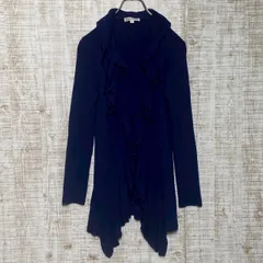 NARACAMICIE ナラカミーチェ　レディース　トップス　ニットカーディガン　ロングカーディガン　羽織り　長袖　フリルデザイン　ラッフルデザイン　無地　ブルー　毛混　シンプル　オシャレ　フェミニン　s317h237