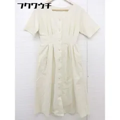 ◇ AS KNOW AS PINKY Vネック フロントボタン 半袖 膝下丈 ワンピース アイボリー レディース  【1112140011156】