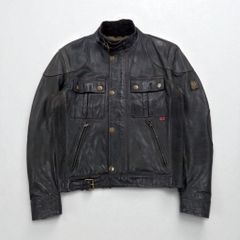 Belstaff イタリア製 ギャングスター ハンドワックス レザー モーターサイクルジャケット ライダース M ブラウン