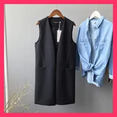 ★売れ筋★ 【最旬の秋物が特売】一部即日発送 スーツベスト ジレ レディース 春秋 ロング 前開き オフィス ノースリーブ 通勤 アウター コーデ トップス 重ね着 羽織り