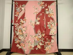 平和屋着物●豪華振袖　駒刺繍　枝花文　金彩　正絹　逸品　AAAT0904ck 