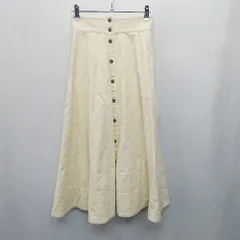 ◇ ⊇ HANNISS<!-利用不可文字-!> ハニーズ コーデュロイ ロング フレア スカート サイズ34 イエローベージュ レディース E  【1412260005869】