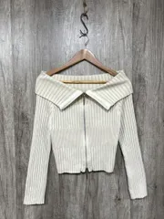 who's who Chico フーズフーチコ Wジップオフショルジャガードニット カットソー sizeF/アイボリー ■◇ レディース