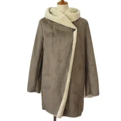 エムケー ミッシェルクラン MK MICHEL KLEIN コート フェイクムートン フェイクファー 38 茶 ブラウン