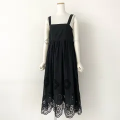 25d14 ポルトガル製 See By Chloe シーバイクロエ ノースリーブワンピース ドレスワンピース フラワーレース刺繍 サイズ36 ブラック コットン レディースのサムネイル
