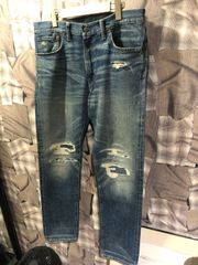 RRL ダブルアールエル Slim Narrow Jean Somers Wash デニムパンツ ダメージ加工 サイズ34×30 インディゴ　FK