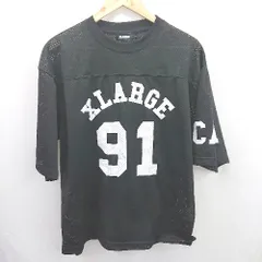 ◇ ⊂ XLARGE エクストララージ 通気性良好 半袖 フットボールTシャツ サイズM ブラック系 メンズ E  【1507250003397】