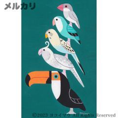 原画「小鳥ブレーメン ライトグリーン」イラスト/アート/絵画/鳥