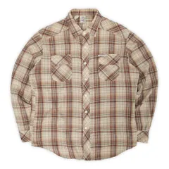 ケニントン KENINGTON 80s 80年代 オンブレチェック柄 ウエスタンシャツ 旧タグ 珍品 USA アメリカ ヴィンテージ 古着 メンズ シャツ ブラウン系 L-XL相当【中古】