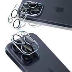 用 iPhone16 Pro/iPhone 16 Pro Max カメラフィルム 保護カバー 2枚 【2枚セット 日本旭硝子製 全面保護】 用 アイフォン16プロ/アイフォン16プロマックス カメラ保護フィルム 黒縁取り 露出オーバー防止 用 いPhone16