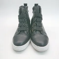 ◇ de ocho A de ocho 紐調節 サイドジップ シンプル オシャレ ハイカットスニーカー サイズ24.0 ブラック系 レディース E  【1305290005674】のサムネイル