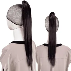 Luce brillare ポニテールウィッグ クリップ ストレート エクステ レディース ウィッグ グラデーション ハイライト ロング 短い 30cm 40cm 50cm 60cm 耐熱 子供 キッズ 髪飾り カラフル メッ [ダークブラウン] [50cm]