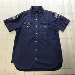 ト2502-12-3831  アルファインダストリーズ　ALPHA INDUSTRIES  ミリタリーシャツ　ワッペン　ネイビー　Ｍのサムネイル
