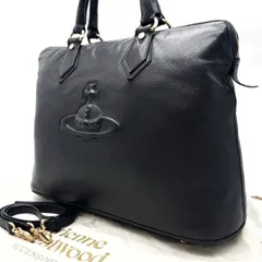 ?美品? Vivienne westwood ヴィヴィアンウエストウッド ハンドバッグ  トートバッグ ショルダーバッグ ビジネスバッグ 2way オーブ エンボスロゴ A4収納可能 レザー 革 ユニセックス 男女兼用 メンズ レディース