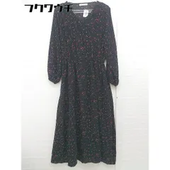 ◇ chocol raffine robe 花柄　ウエストゴム　 長袖 ロング ワンピース サイズF ブラック　マルチ レディース 【中古】 【1105260008915】