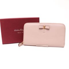 サルヴァトーレ フェラガモ 22 B044 ヴァラ ホック 長財布 ロングウォレット long wallet ラウンドジップ レザー 本革 ピンク pink Salvatore Ferragamo