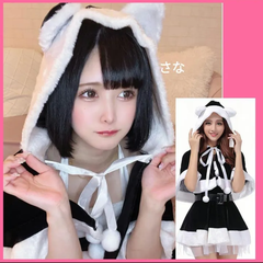 【新品】可愛くセクシーサンタランジェリー♥ねこ耳フード付き　レッグウォーム付き　レギンス付き　誘惑　大人　ブラック　クリスマス　ルームウェア　イベント　衣装　撮影会　ＳＮＳ　映え　プレゼント　バレンタイン　衣装　クリスマス　フリーサイズ
