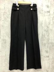 MOTF モフ ボタンデザイン ストレッチ センターシーム ワイド パンツ sizeL/黒 ■■ レディース