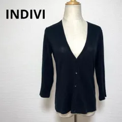 INDIVI インディビ 黒 Vネック カーディガン 38 おしゃれ