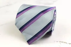 エスティーデュポン ブランド ネクタイ ストライプ柄 シルク 日本製 メンズ グレー S.T. Dupont 【中古】のサムネイル