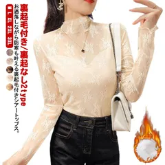 裏起毛付き Vラインシアートップス レディース 秋冬 インナー 長袖 シアー トップス ハイネック 透け感 フリル シースルー トップス 秋 冬 インナーシャツ 暖かい あったか 防寒 UV対策 紫外#anue0063