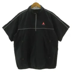 ルコックスポルティフ le coq sportif GOLF COLLECTION 半袖ハーフジップジャケット ウィンドブレーカー QG6621 ロゴ刺繍 パイピング 裏地メッシュ ブラック 黒 ホワイト 白 L