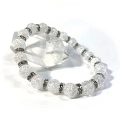 クラック水晶 パワーストーン ブレスレット  8mm （シルバー）メンズ・レディース　男性・女性　数珠ブレス　開運 [21]