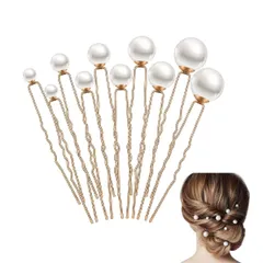 【人気商品】和装 花嫁 成人式 普段使いバレンタイン 結婚式卒業式 ギフト 発表会 ホワイトデー パーティ プレゼントヘアアクセサリー 髪飾りパールピン おしゃれ収納袋付き ＵピンヘアピンパールフラワーヘアピンU字型 (タイプ5)