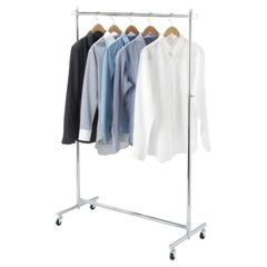 TAMATOSHI(タマトシ)ハンガーラック スリム 省スペース 収納 業務用 頑丈ハンガーラック シングル 耐荷重150kg 組立式 クローム シングル　幅90cm