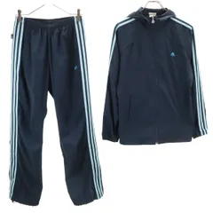 adidas アディダス フード付き トラックジャケット 上下 セットアップ M ネイビー レディース 古着