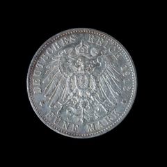 ケ*ー様 1911年ドイツ ハンブルク王国 3マルク 銀貨 ハイグレード