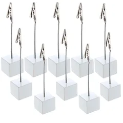 新品 [TradeWind] スワイヤー メモクリップ メモスタンド カードホルダー カードスタンド メモ 名刺 写真 メニュー ポップ キューブ型 ワイヤータイプ 机上用品 卓上 販促 10個セット (ホワイト)