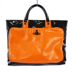 ヴィヴィアンウエストウッド Vivienne Westwood トートバッグ ハンドバッグ オーブ エナメル ブラック オレンジ /KH ●D