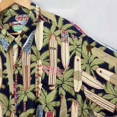00年代 reyn spooner サーフボードプリント TRANSPAC 2005 medicine man ロゴ刺繍　アロハシャツ　サイズXXL　07032521　861